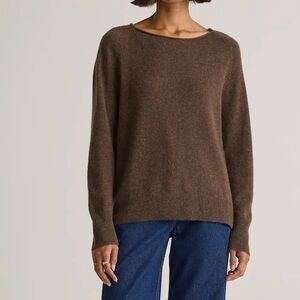 Quince Boatneck Mongolian Cashmere Brown Sweater